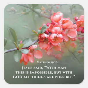 Adesivo Quadrado Matthew 19:26 com DEUS Todas as coisas são possí