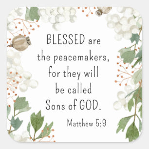 Adesivo Quadrado Matthew 5 9 Bendito são os Peacemakers Beatitudes
