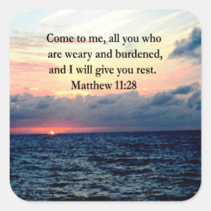 ADESIVO QUADRADO MATTHEW ESPIRITUAL FOTO DE SCRIPTURA 11:28