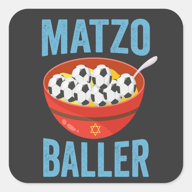 Adesivo Quadrado Matzo Baller Funny Soccer Hanukkah Holiday Gift (Frente)