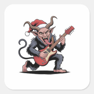 Adesivo Quadrado Mau Krampus Tocando Violão Elétrico Xmas