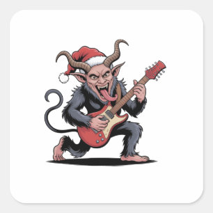 Adesivo Quadrado Mau Krampus Tocando Violão Elétrico Xmas