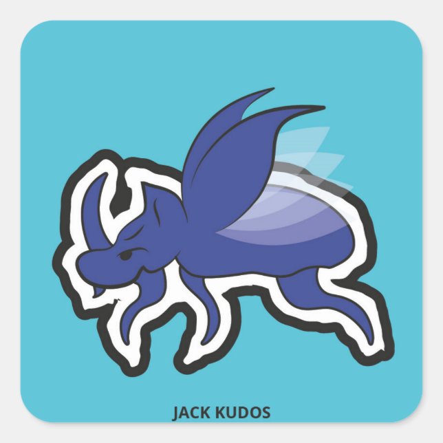 Adesivo Quadrado Mau Rhino Beetle Blue | Jack Kudos (Frente)