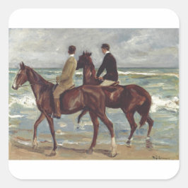 Adesivo Quadrado Max Liebermann: Dois Cavaleiros na Arte da Praia