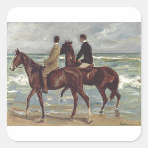Adesivo Quadrado Max Liebermann: Dois Cavaleiros na Arte da Praia