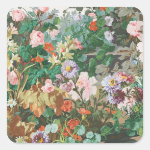Adesivo Quadrado Maximalista Dream Vintage Dark Floral