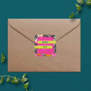 Adesivo Quadrado Maximalista Floral Mármore Moderno