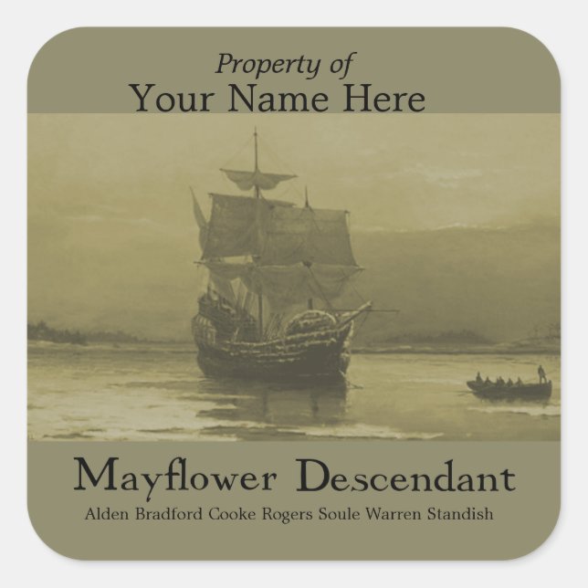 Adesivo Quadrado Mayflower Bookplate (Frente)