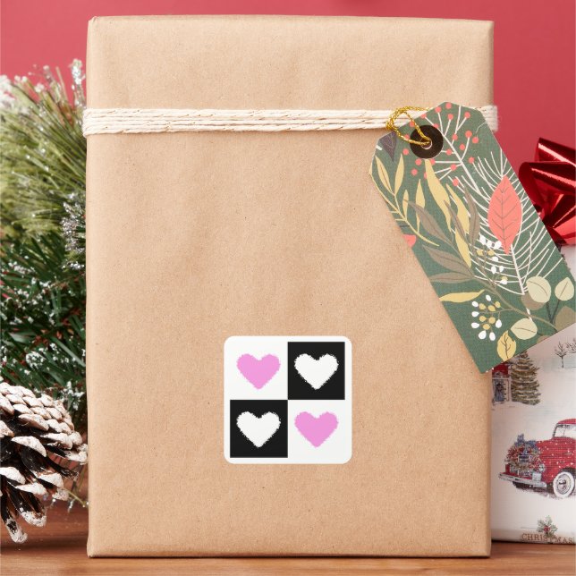 Adesivo Quadrado Mazipoodles Corações Abstração Rosa (Feriado)