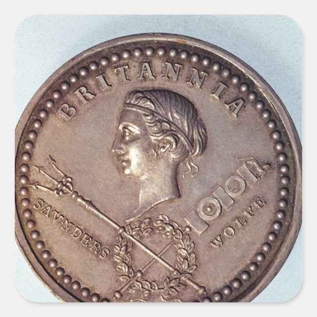 Adesivo Quadrado Medalha comemorativa da captura britânica de (Frente)