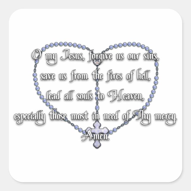 Adesivo Quadrado Medalha Miraculosa Rosary - Oração Fátima (Frente)