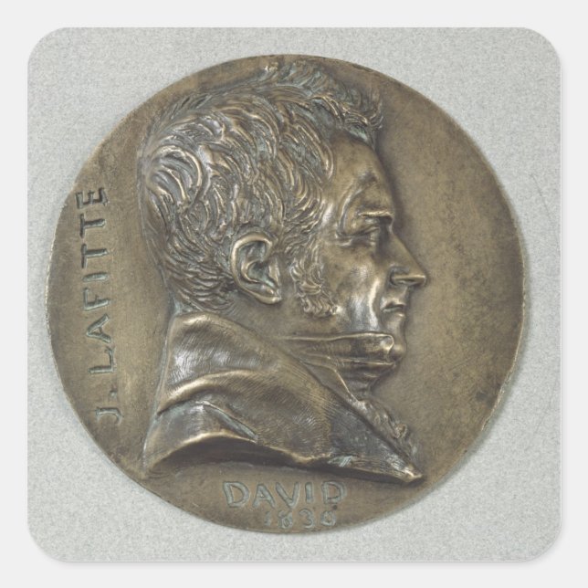 Adesivo Quadrado Medalhão com retrato de Jacques Lafitte (Frente)