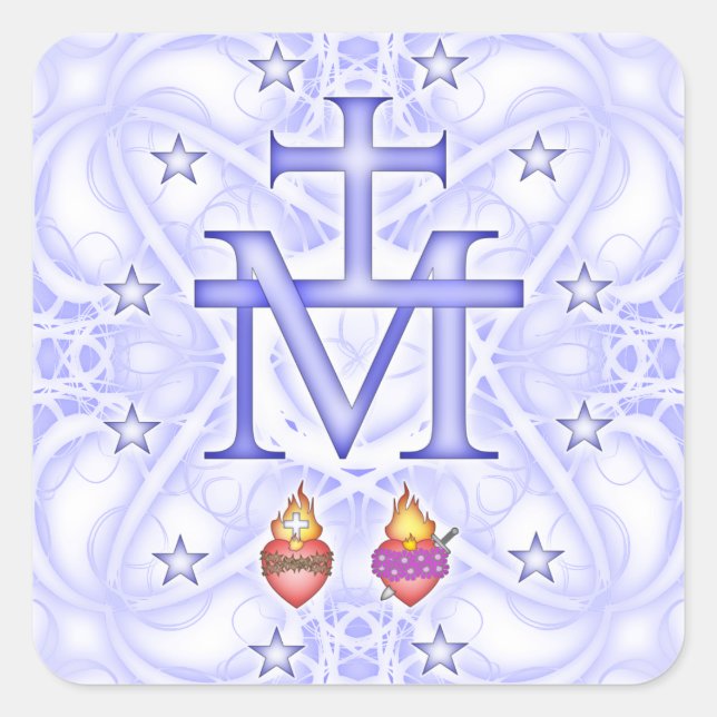 Adesivo Quadrado Medalhão Miraculoso (Frente)