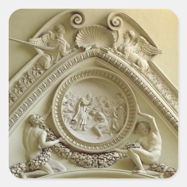 Adesivo Quadrado Medalhão representando o Batismo de Constantina (Frente)