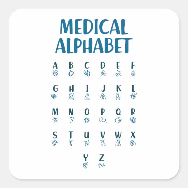 Adesivo Quadrado Medical Alphabet (Frente)