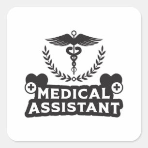Adesivo Quadrado Médico Assistente Médico Enfermeiro Hospital Enf