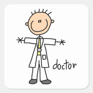 Adesivo Quadrado Médico Boneco de Palito