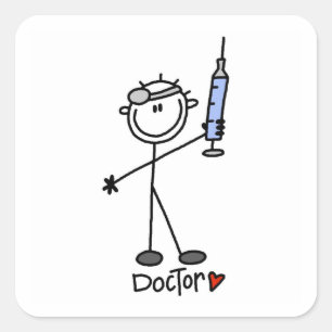 Adesivo Quadrado Médico de Boneco de Palito Básico