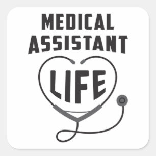 Adesivo Quadrado Médico de Vida do Médico Assistente Médico de M