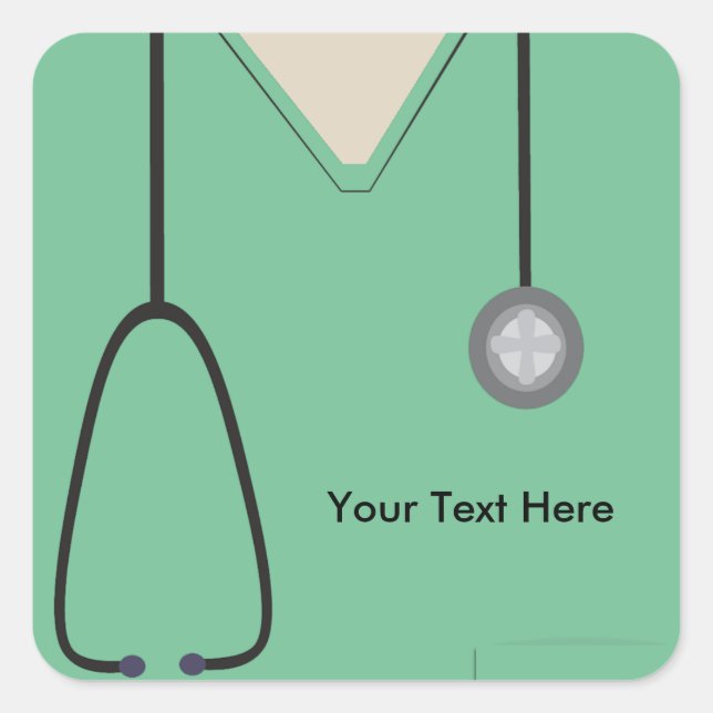 Adesivo Quadrado Médico Enfermeira Verde Sq Sticker (Frente)