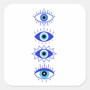 Adesivo Quadrado Meditação de Energia de Olhos Mau Azuis Hamsa Míst