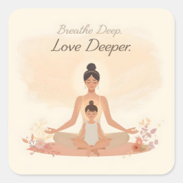 Adesivo Quadrado Meditação de Mãe e Filho Arte Serenidade