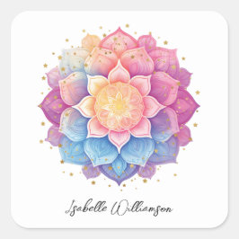 Adesivo Quadrado Meditação Flor Mandala Holística Metafísica