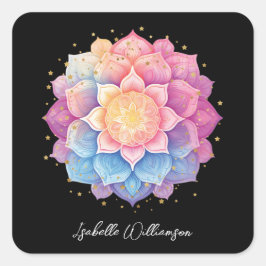 Adesivo Quadrado Meditação Flor Mandala Holística Metafísica
