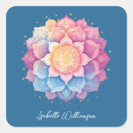 Adesivo Quadrado Meditação Flor Mandala Holística Metafísica