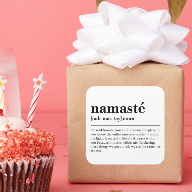 Adesivo Quadrado Meditação Mínima Moderna Yoga Definição de Namaste (Festa)