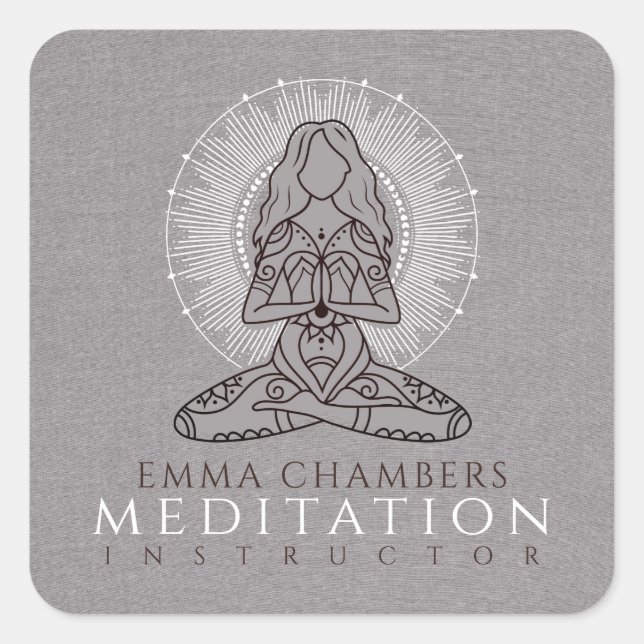 Adesivo Quadrado Meditação Yoga Business Stickers (Frente)