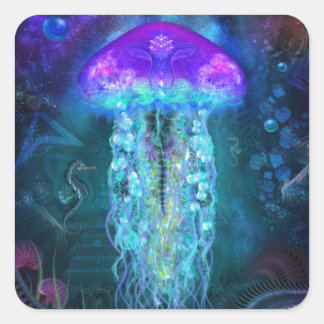 Adesivo Quadrado medusa luminescente