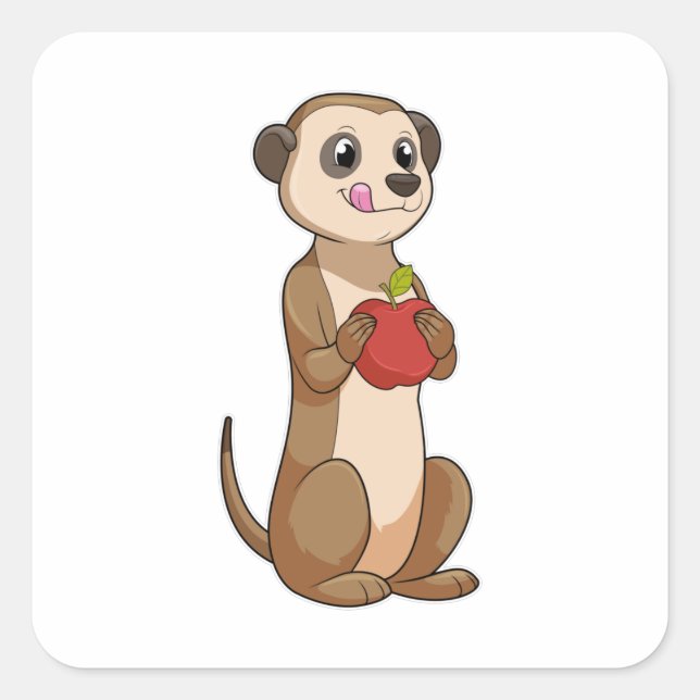 Adesivo Quadrado Meerkat com Apple (Frente)
