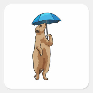 Adesivo Quadrado Meerkat com guarda-chuva