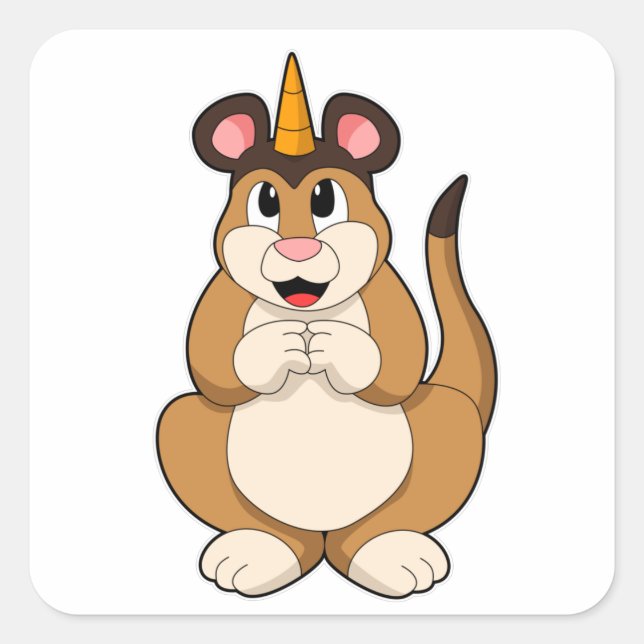 Adesivo Quadrado Meerkat com Horn (Frente)