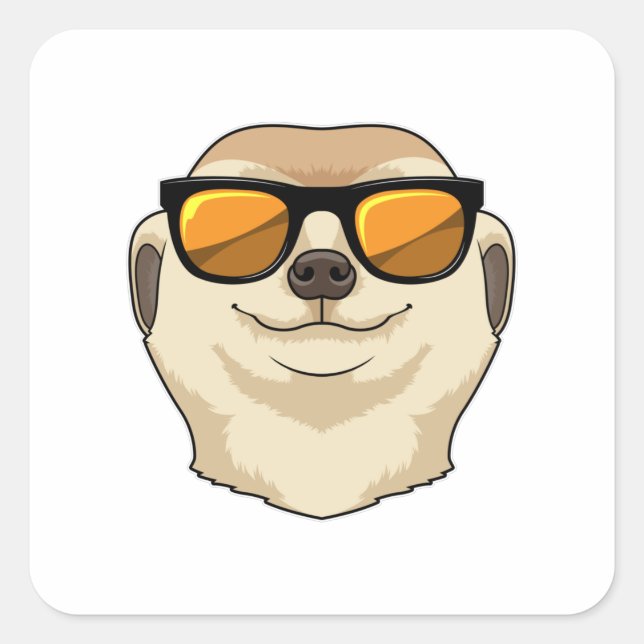 Adesivo Quadrado Meerkat com óculos de sol (Frente)