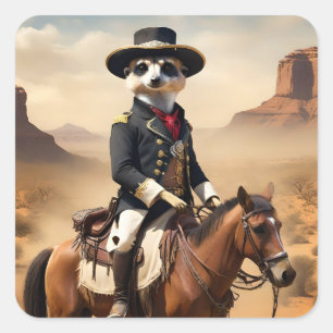 Adesivo Quadrado Meerkat Em Um Cavalo Pode Ser O Único Estranho