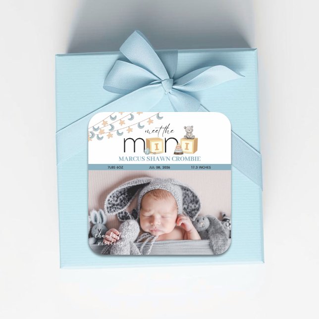 Adesivo Quadrado Meet The Mini Blue Baby Stickers (Criador carregado)