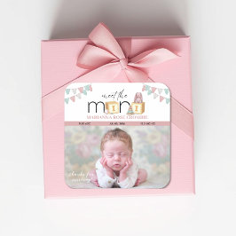 Adesivo Quadrado Meet The Mini Pink Baby Stickers