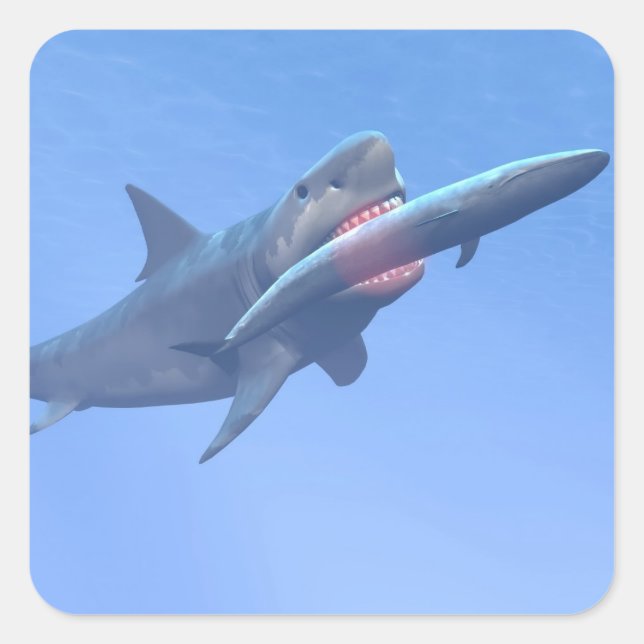 Adesivo Quadrado Megalodon comendo uma baleia (Frente)