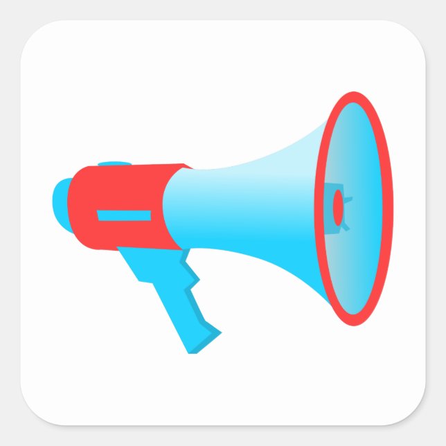 Adesivo Quadrado Megaphone Red e Blue (Frente)