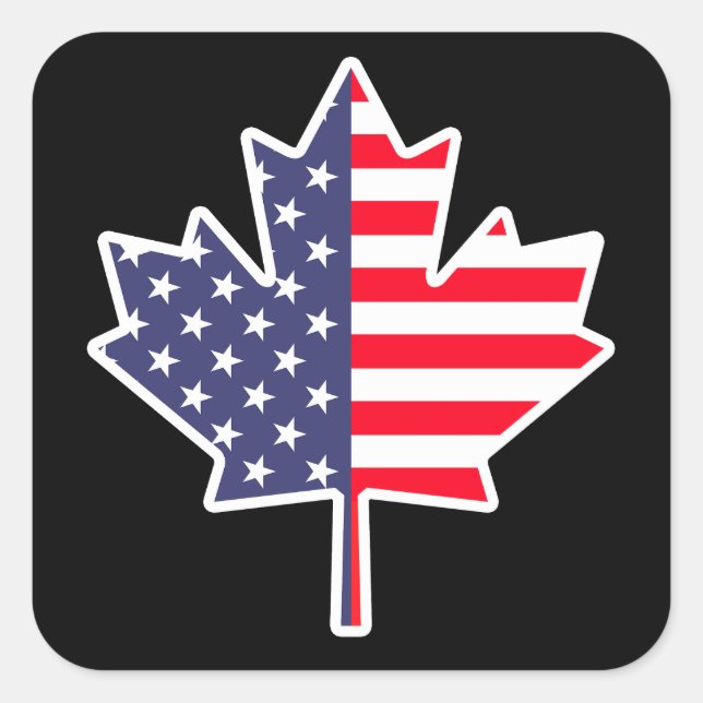 Adesivo Quadrado Meio canadense americano: Canadá EUA Maple Leaf Fl (Frente)
