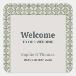 Adesivo Quadrado Meio século Mod Retro Wedding Olive Green