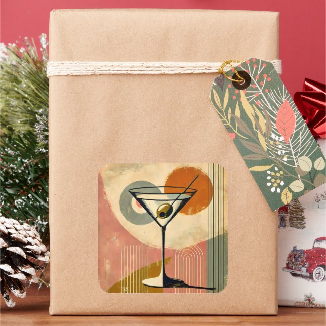 Adesivo Quadrado Meio século Modern Art Martini (Feriado)