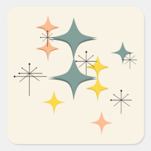 Adesivo Quadrado meio século Modern Eames Atomic Starbursts Person