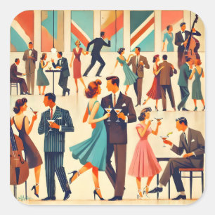 Adesivo Quadrado Meio século Modern Martinis No Clube