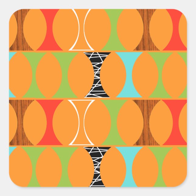 Adesivo Quadrado Meio século Modern Orange Pattern Square Stickers (Frente)