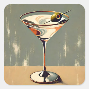 Adesivo Quadrado Meio século Moderno 1 Pintura de Martini Olive
