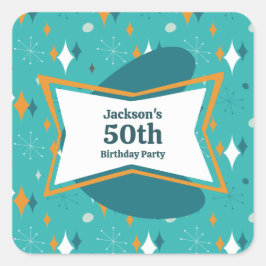 Adesivo Quadrado meio século retrorreflector 50ª Festa de aniversár