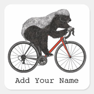 Adesivo Quadrado Mel Badger Cycling Funny Badass Cyclist Add Name